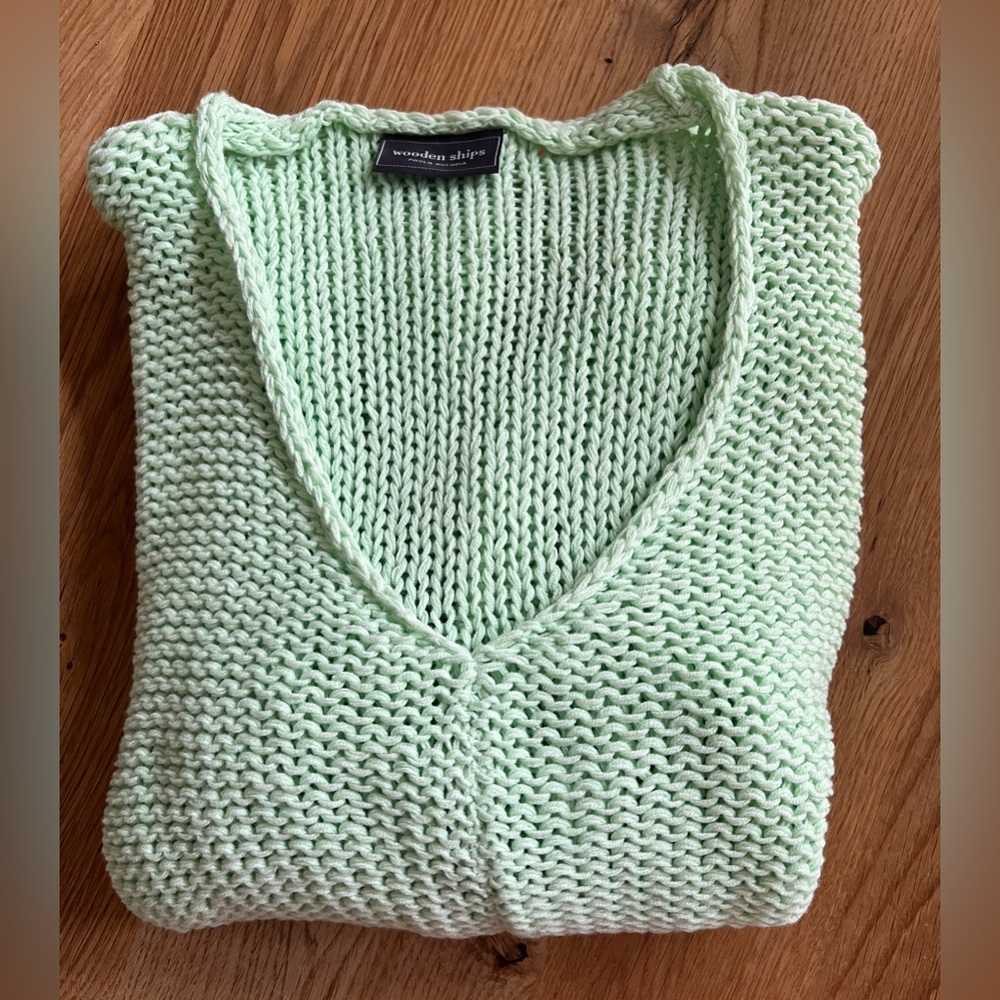 WOODEN SHIPS MAUI CHUNKY V COTTON SWEATER, SIZE M/L. - Picture 12 of 12